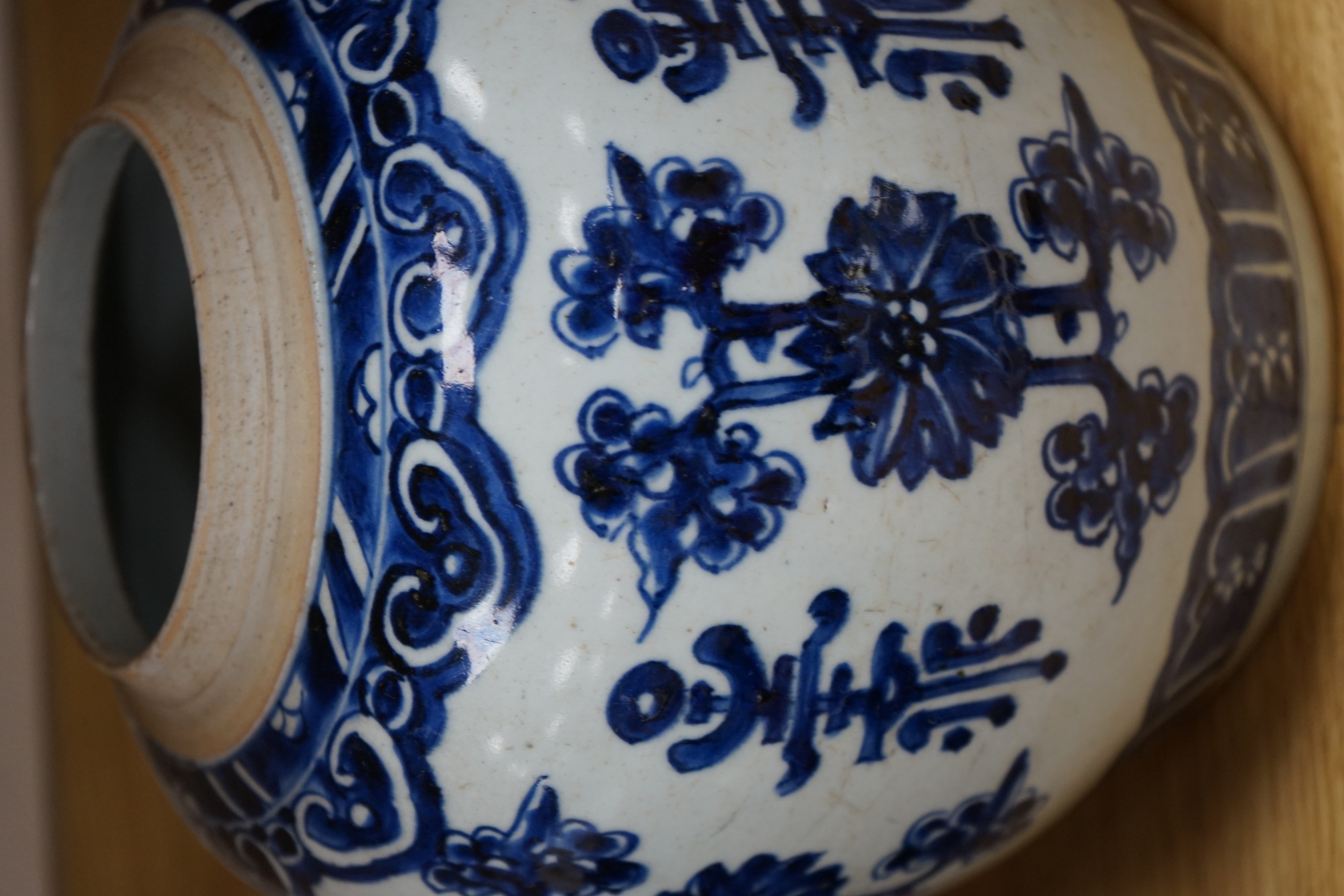 A Chinese Qing blue and white jar, 23cm